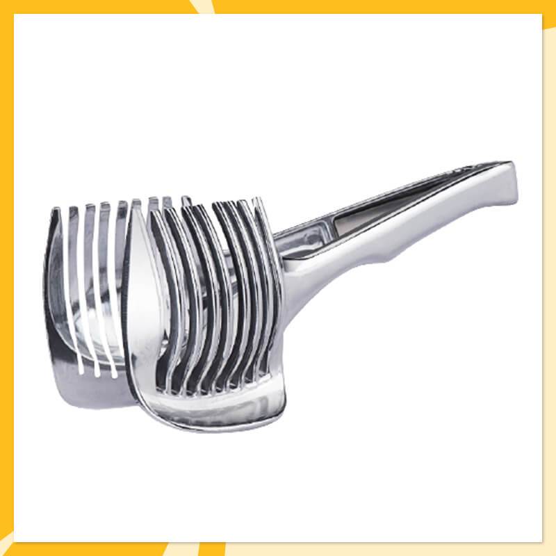 🍋 JETZT 50 % RABATT! Kreativer Küchen-Schneidehelfer aus lebensmittelechter Aluminiumlegierung, handlicher Schneidehalter zum schnellen Schneiden von Zitronen, Tomaten, Zwiebeln sowie weichem Obst und Gemüse