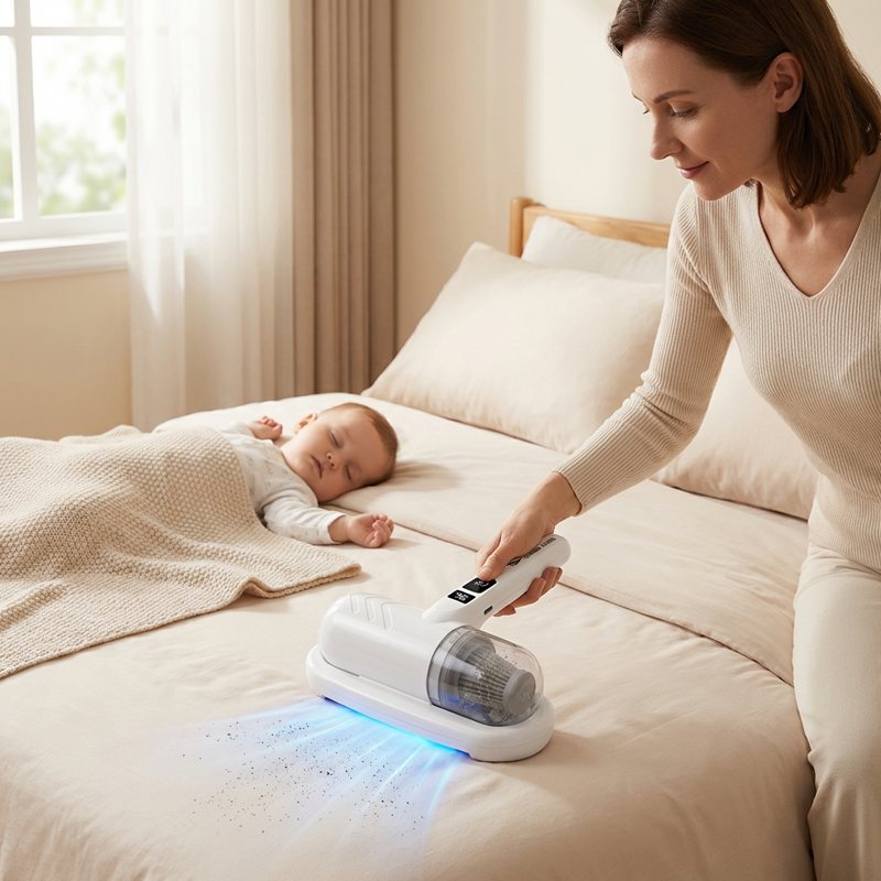 🌟Komplett aufgerüstet🛏️Über 500.000 Stück verkauft!💝Bettstaubsauger mit UV-C-Licht – Klopfen + Saugen + UV in einem!💥🔦 -Remifa®