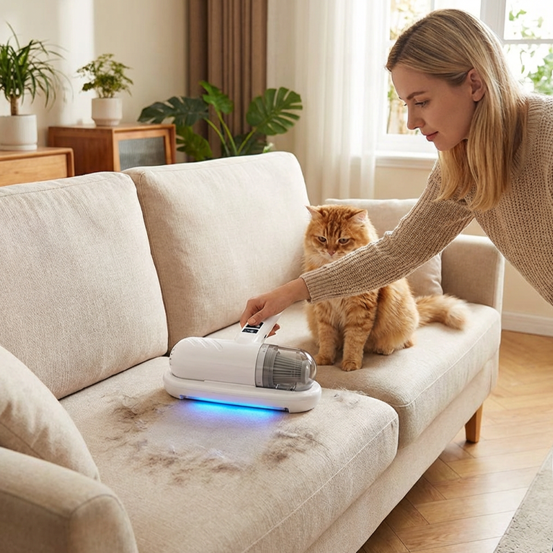 🌟Komplett aufgerüstet🛏️Über 500.000 Stück verkauft!💝Bettstaubsauger mit UV-C-Licht – Klopfen + Saugen + UV in einem!💥🔦 -Remifa®
