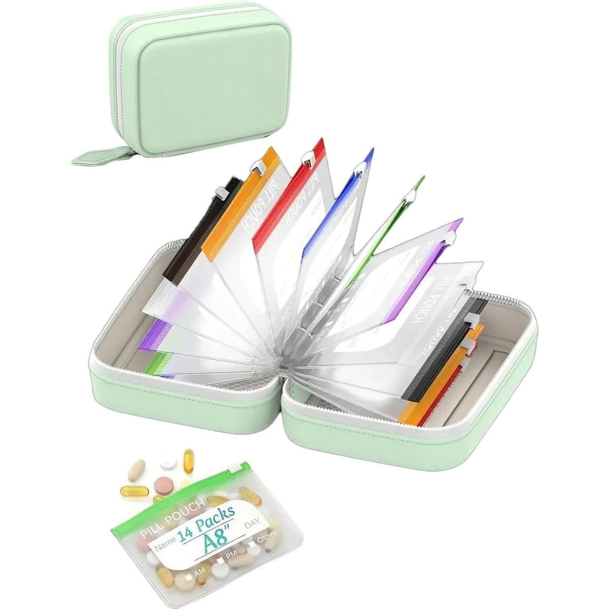 🥳 2026 TOP-ANGEBOT 💞 BIS ZU 50 % RABATT!! 💊 A8 wasserdichter Organizer mit 14 farbcodierten Fächern – kompakter Reise-Medikamenten-Organizer für Tabletten, Vitamine & Nahrungsergänzungsmittel