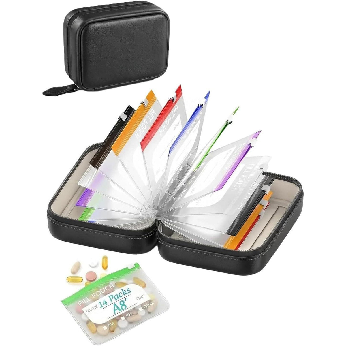 🥳 2026 TOP-ANGEBOT 💞 BIS ZU 50 % RABATT!! 💊 A8 wasserdichter Organizer mit 14 farbcodierten Fächern – kompakter Reise-Medikamenten-Organizer für Tabletten, Vitamine & Nahrungsergänzungsmittel