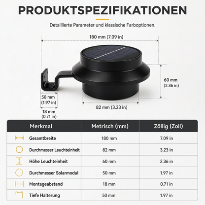 Wasserdichte solarbetriebene LED-Außenleuchten für Dachrinnen und Wände